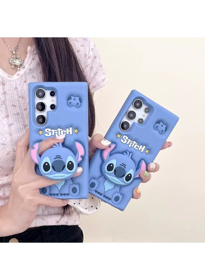 ستيتش حافظة فاخرة لهاتف Samsung Galaxy S25 Ultra حافظة بتصميم كرتوني ثلاثي الأبعاد حافظات أنثوية للفتيات حافظة سيليكون ناعمة ومقاومة للصدمات بلون أزرق (Samsung Galaxy S25 Ultra) - Image 4